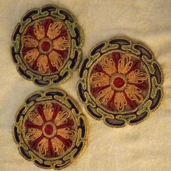 Set Of 3 Round Handmade Trivets - Picture 1 of 1